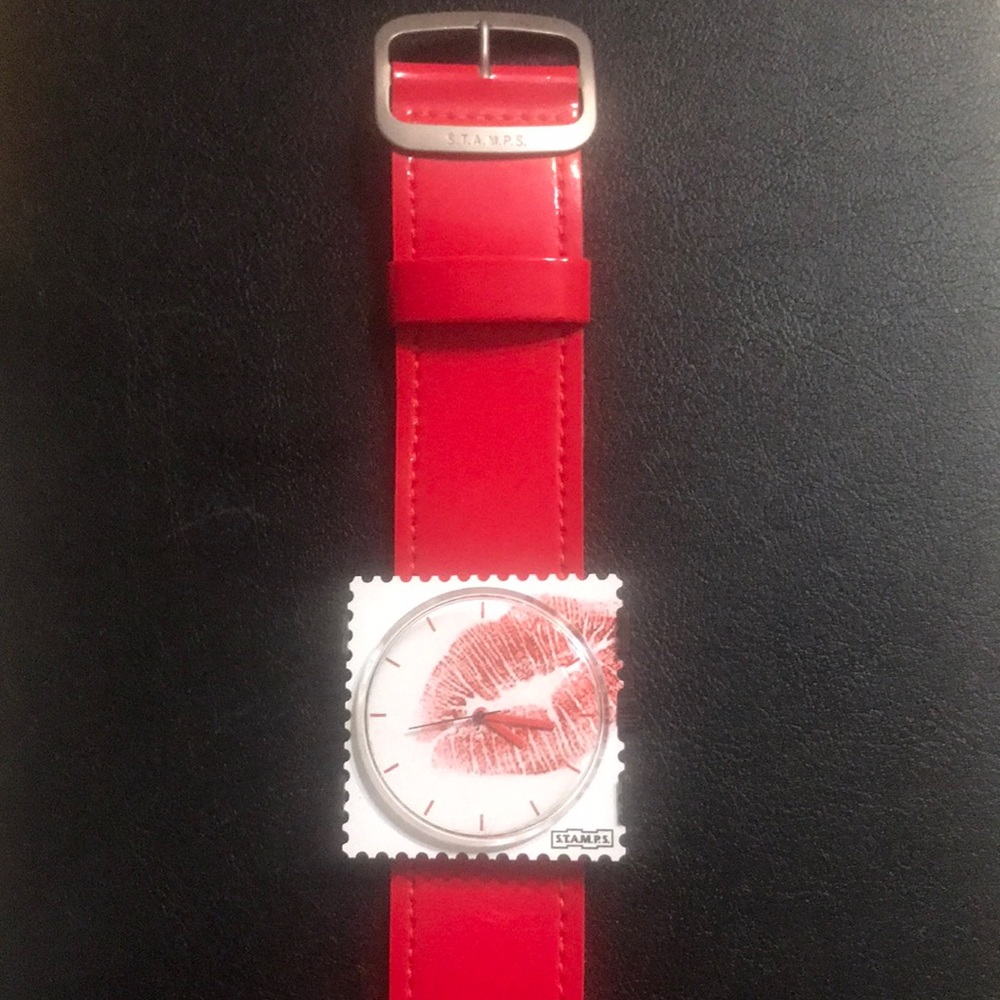 S.T.A.M.P.S. 💋 Wristwatch with Red buckle band